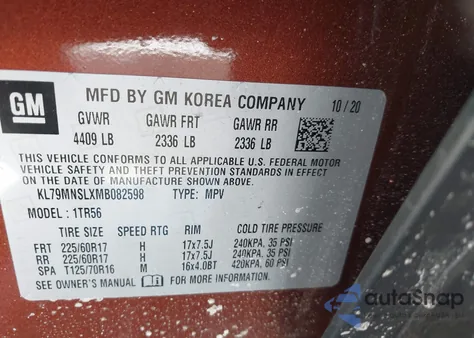 2021 Chevrolet Trailblazer Awd Ls from USA, damaged, VIN KL79MNSLXMB082598